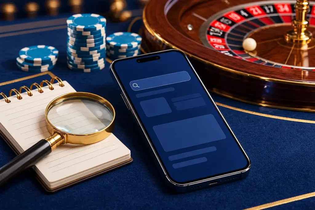 Ponsel dan buku catatan di meja roulette untuk bantuan akses