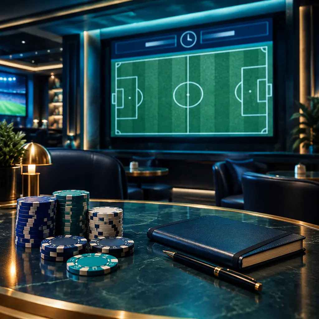 Layar lapangan sepak bola di ruang sportsbook kasino